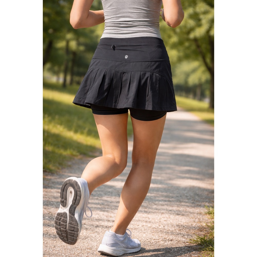 Lululemon Run Reflection Pleated Skirt Black Mini Athletic Skort Size 6